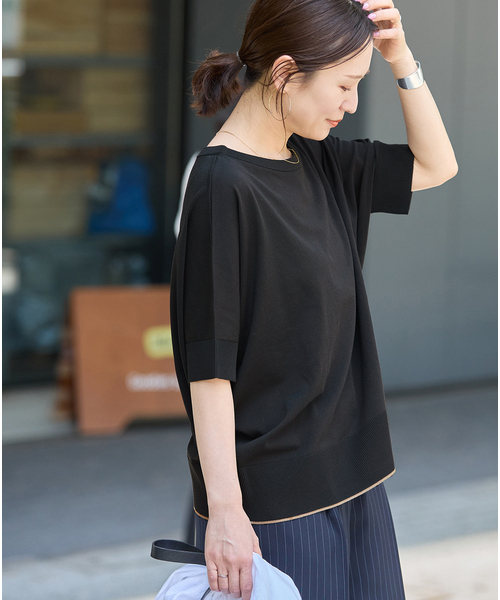 JOURNAL STANDARD(ジャーナルスタンダード)の「《追加2》【UVカット/洗える/接触冷感】WASHABLE COOL UV ドルマンプルオーバー(ニット/セーター・レディース・ブラック/アイボリー/サックスブルー・FREE)」の10枚目の写真