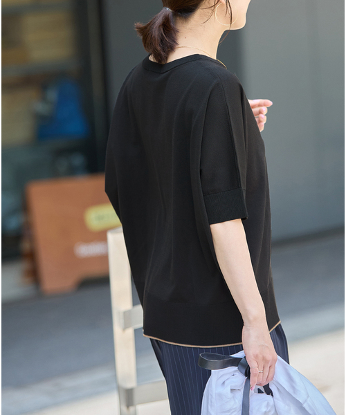 JOURNAL STANDARD(ジャーナルスタンダード)の「《追加2》【UVカット/洗える/接触冷感】WASHABLE COOL UV ドルマンプルオーバー(ニット/セーター・レディース・ブラック/アイボリー/サックスブルー・FREE)」の12枚目の写真