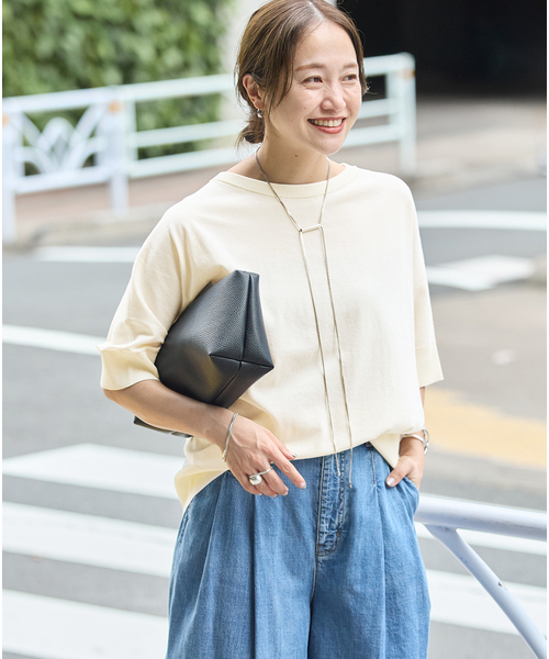 JOURNAL STANDARD(ジャーナルスタンダード)の「《追加2》【UVカット/洗える/接触冷感】WASHABLE COOL UV ドルマンプルオーバー(ニット/セーター・レディース・ブラック/アイボリー/サックスブルー・FREE)」の8枚目の写真