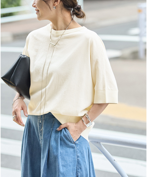JOURNAL STANDARD(ジャーナルスタンダード)の「《追加2》【UVカット/洗える/接触冷感】WASHABLE COOL UV ドルマンプルオーバー(ニット/セーター・レディース・ブラック/アイボリー/サックスブルー・FREE)」の10枚目の写真