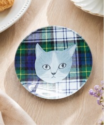 MILLION CARATS（ミリオンカラッツ）の「【強化ガラス・12cm】《Matsuo Miyuki》 - Glass plate 12cm - ネコとチェック柄がかわいい小さなガラス皿（食器）」