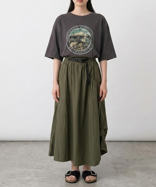 CRB(シーアールビー)の「ナイロン風ベルトロングスカート(スカート・レディース・グレー/カーキ/ブラック・F)」の21枚目の写真