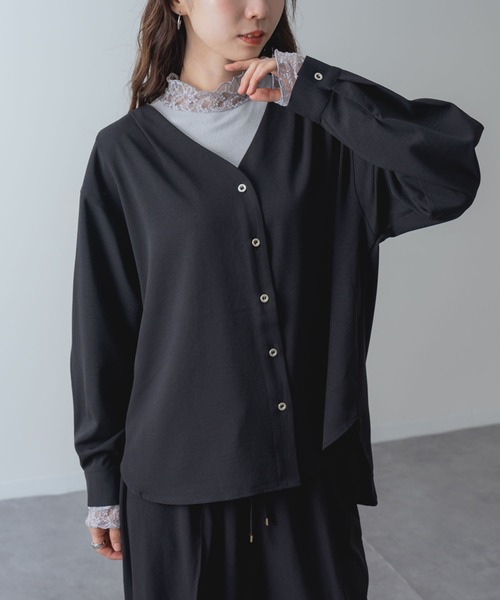 ANNA LUNA(アンナルナ)の「【ANNA LUNA】 上品な 落ち感 が魅力!ビンテージジョーゼット ブラウス(シャツ/ブラウス・レディース・ネイビー/ブラック/キャメル・MEDIUM)」の8枚目の写真