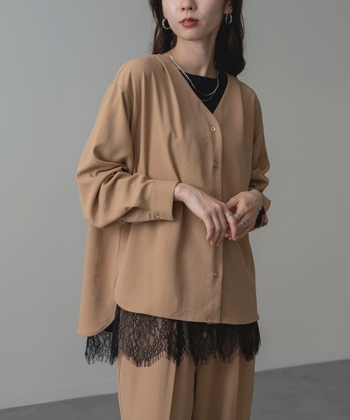 ANNA LUNA(アンナルナ)の「【ANNA LUNA】 上品な 落ち感 が魅力!ビンテージジョーゼット ブラウス(シャツ/ブラウス・レディース・ネイビー/ブラック/キャメル・MEDIUM)」の12枚目の写真