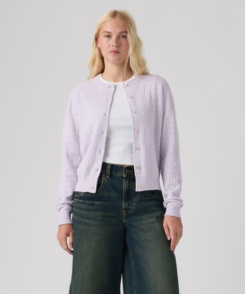 Levi's(リーバイス)の「Levi's/リーバイス スーパーソフト ポインテール クルーネックカーディガン(カーディガン/ボレロ・レディース・パープル・XS/S/M)」の2枚目の写真