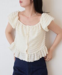 累計販売数3万枚!/再追加/着痩せ◎】クシュクシュブラウス（シャツ