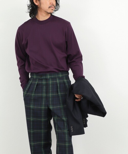 NOLLEY’S(ノーリーズ)の「《ビジカジ対応》シルケットスムース クルーネック ドレスロンT 26AW(Tシャツ/カットソー・メンズ・ダークパープル/ホワイト/ライトベージュ/グレー・XL/L/S/XXL/M)」の5枚目の写真
