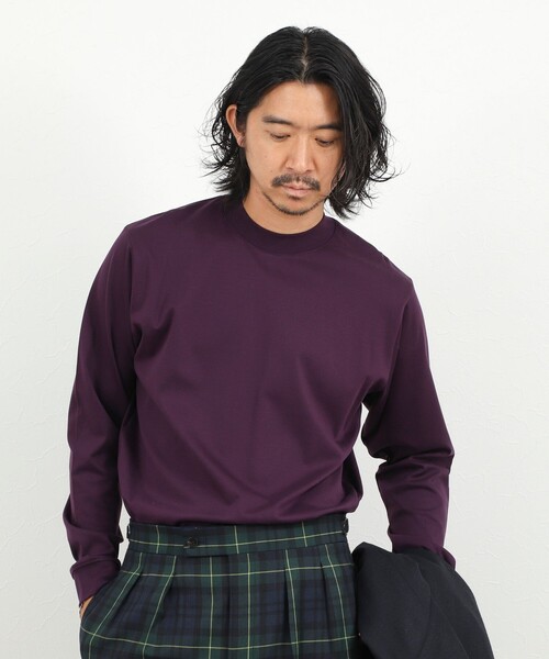 NOLLEY’S(ノーリーズ)の「《ビジカジ対応》シルケットスムース クルーネック ドレスロンT 26AW(Tシャツ/カットソー・メンズ・ダークパープル/ホワイト/ライトベージュ/グレー・XL/L/S/XXL/M)」の6枚目の写真