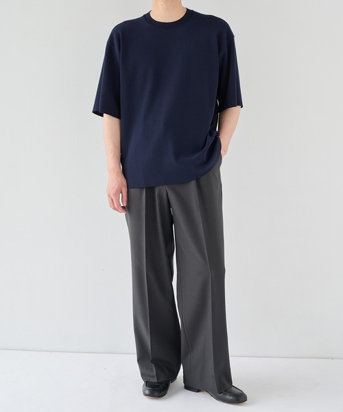 PUBLIC TOKYO（パブリックトウキョウ）の「【P.T】アイスコットンニットTシャツ /接触冷感/半袖//夏服/ウォッシャブル/ストレッチ（ニット/セーター・メンズ・ダークグレー/ダークネイビー・M/S）」の10枚目の写真