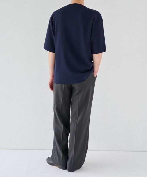 PUBLIC TOKYO（パブリックトウキョウ）の「【P.T】アイスコットンニットTシャツ /接触冷感/半袖//夏服/ウォッシャブル/ストレッチ（ニット/セーター・メンズ・ダークグレー/ダークネイビー・M/S）」の12枚目の写真
