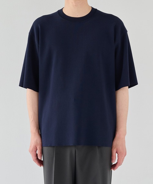 PUBLIC TOKYO（パブリックトウキョウ）の「【P.T】アイスコットンニットTシャツ /接触冷感/半袖//夏服/ウォッシャブル/ストレッチ（ニット/セーター・メンズ・ダークグレー/ダークネイビー・M/S）」の14枚目の写真