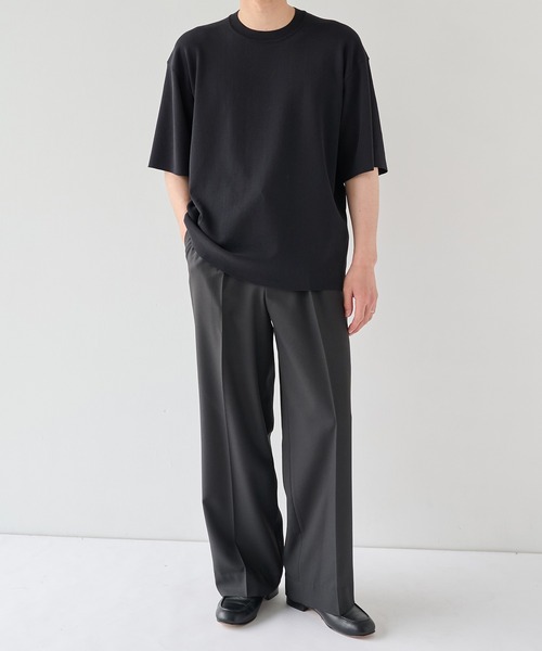 PUBLIC TOKYO（パブリックトウキョウ）の「【P.T】アイスコットンニットTシャツ /接触冷感/半袖//夏服/ウォッシャブル/ストレッチ（ニット/セーター・メンズ・ダークグレー/ダークネイビー・M/S）」の5枚目の写真