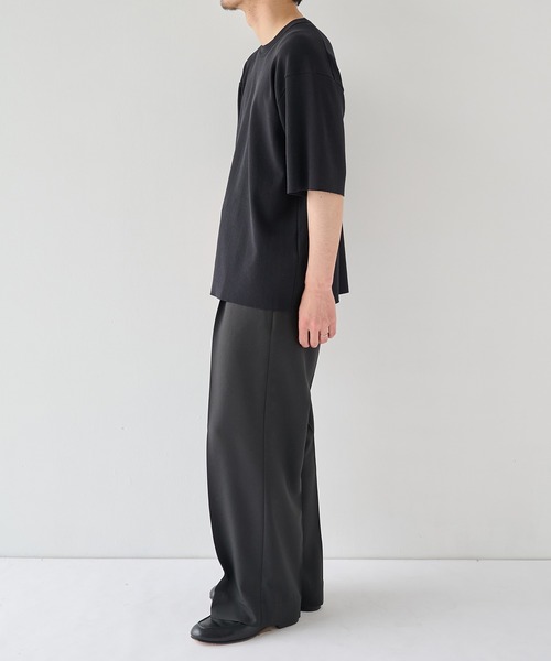 PUBLIC TOKYO（パブリックトウキョウ）の「【P.T】アイスコットンニットTシャツ /接触冷感/半袖//夏服/ウォッシャブル/ストレッチ（ニット/セーター・メンズ・ダークグレー/ダークネイビー・M/S）」の6枚目の写真