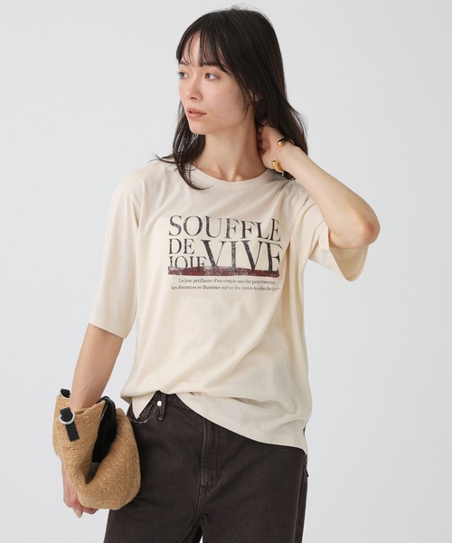 +81BRANCA(ハチイチブランカ)の「【81BRANCA】<別注>Souffle TEE(Tシャツ/カットソー・レディース・アイボリー/ダークブラウン・フリー)」の2枚目の写真