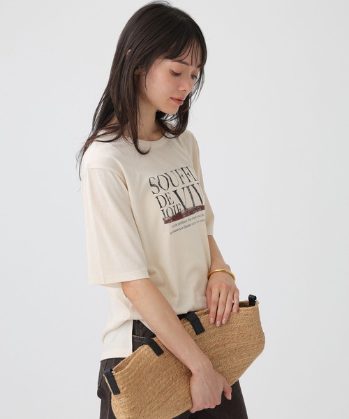 +81BRANCA(ハチイチブランカ)の「【81BRANCA】<別注>Souffle TEE(Tシャツ/カットソー・レディース・アイボリー/ダークブラウン・フリー)」の5枚目の写真