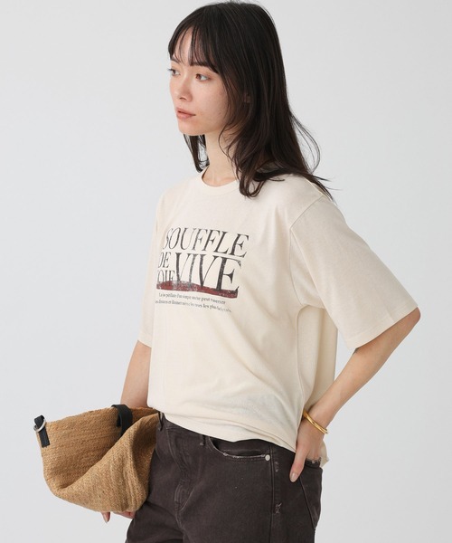 +81BRANCA(ハチイチブランカ)の「【81BRANCA】<別注>Souffle TEE(Tシャツ/カットソー・レディース・アイボリー/ダークブラウン・フリー)」の3枚目の写真