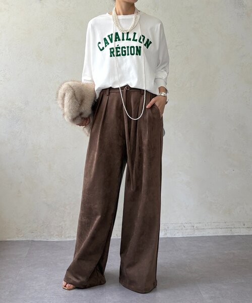DouDou(ドゥドゥ)の「CAVAILLON REGIONドルマンプリントロンTEE(Tシャツ/カットソー・レディース・オフホワイト/グレー/ダークグレー・FREE)」の4枚目の写真