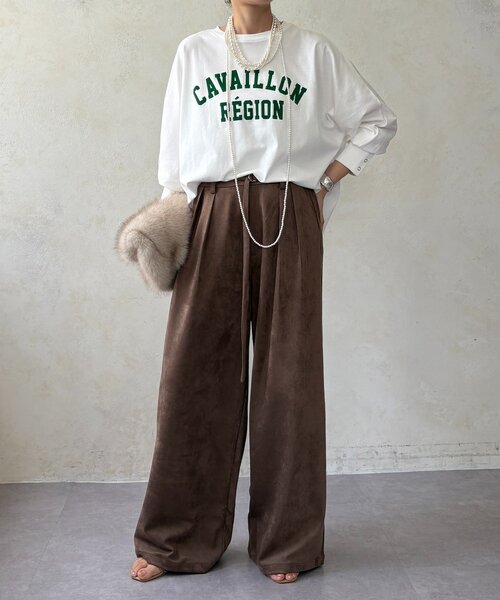 DouDou(ドゥドゥ)の「CAVAILLON REGIONドルマンプリントロンTEE(Tシャツ/カットソー・レディース・オフホワイト/グレー/ダークグレー・FREE)」の5枚目の写真