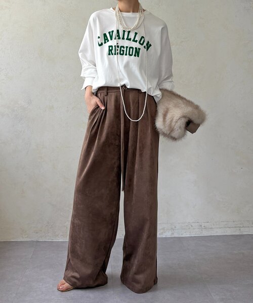 DouDou(ドゥドゥ)の「CAVAILLON REGIONドルマンプリントロンTEE(Tシャツ/カットソー・レディース・オフホワイト/グレー/ダークグレー・FREE)」の6枚目の写真