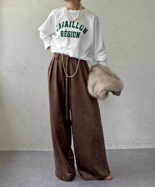 DouDou(ドゥドゥ)の「CAVAILLON REGIONドルマンプリントロンTEE(Tシャツ/カットソー・レディース・オフホワイト/グレー/ダークグレー・FREE)」の7枚目の写真