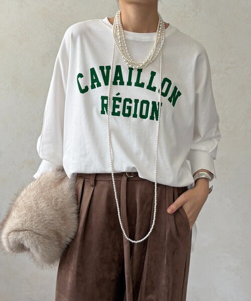 DouDou(ドゥドゥ)の「CAVAILLON REGIONドルマンプリントロンTEE(Tシャツ/カットソー・レディース・オフホワイト/グレー/ダークグレー・FREE)」の9枚目の写真