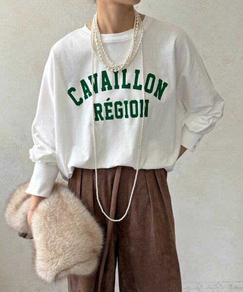 DouDou(ドゥドゥ)の「CAVAILLON REGIONドルマンプリントロンTEE(Tシャツ/カットソー・レディース・オフホワイト/グレー/ダークグレー・FREE)」の10枚目の写真