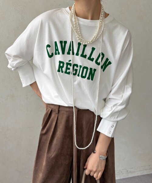 DouDou(ドゥドゥ)の「CAVAILLON REGIONドルマンプリントロンTEE(Tシャツ/カットソー・レディース・オフホワイト/グレー/ダークグレー・FREE)」の11枚目の写真