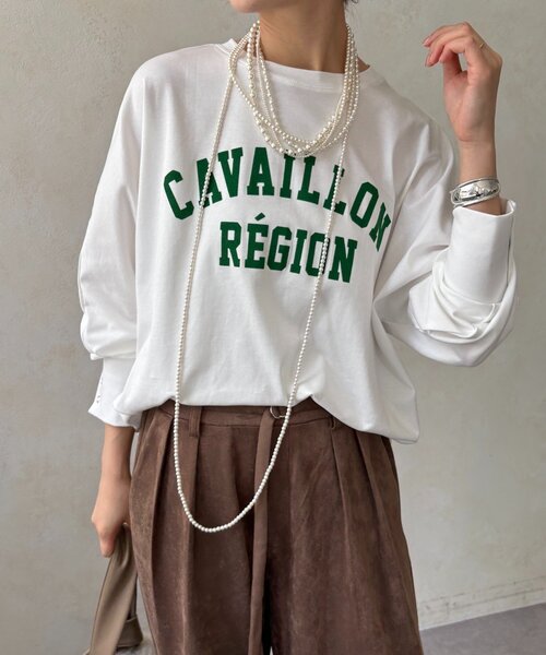 DouDou(ドゥドゥ)の「CAVAILLON REGIONドルマンプリントロンTEE(Tシャツ/カットソー・レディース・オフホワイト/グレー/ダークグレー・FREE)」の12枚目の写真