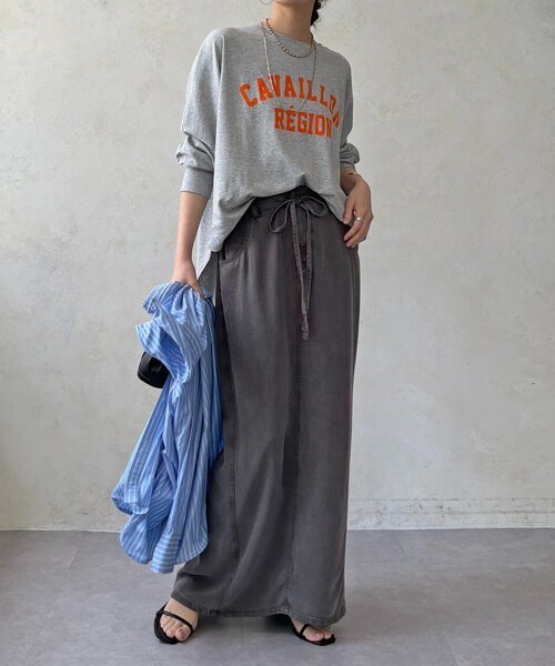 DouDou(ドゥドゥ)の「CAVAILLON REGIONドルマンプリントロンTEE(Tシャツ/カットソー・レディース・オフホワイト/グレー/ダークグレー・FREE)」の14枚目の写真