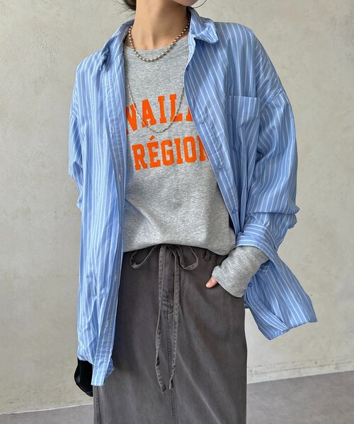 DouDou(ドゥドゥ)の「CAVAILLON REGIONドルマンプリントロンTEE(Tシャツ/カットソー・レディース・オフホワイト/グレー/ダークグレー・FREE)」の22枚目の写真