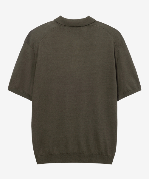 MINDBRIDGE（マインドブリッジ）の「[COUTURE]ウール混合レギュラーフィットカラー半袖ニット - 2カラー（ニット/セーター・メンズ・カーキ/チャコールグレー・100/105/110/95）」の12枚目の写真