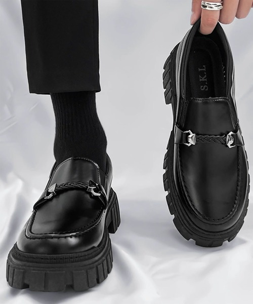 WESTBOY(ウエストボーイ)の「Y2K ユニセックス 5cm ハイソール ビットローファー WO26W6SH07(ローファー・メンズ・ブラック・44/43/42/41)」の1枚目の写真