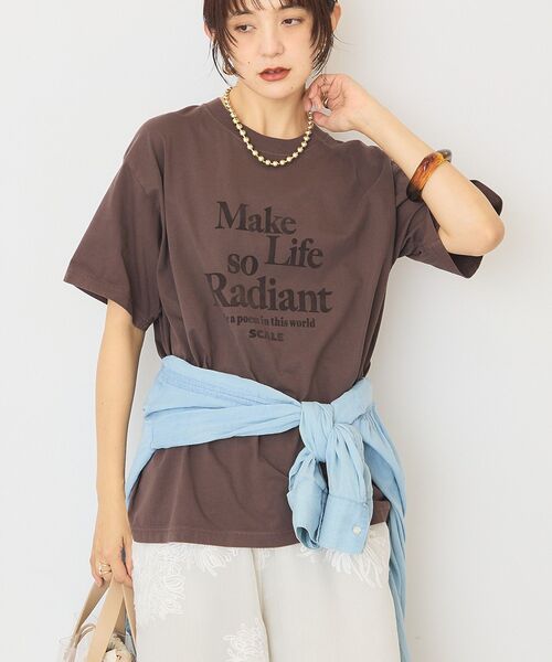 AMERICAN HOLIC(アメリカンホリック)の「フロッキープリントTシャツ(Tシャツ/カットソー・レディース・ブラウン/アイボリー/ピンク/チャコールグレー・FREE)」の3枚目の写真