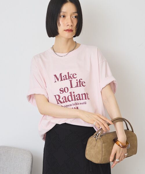 AMERICAN HOLIC(アメリカンホリック)の「フロッキープリントTシャツ(Tシャツ/カットソー・レディース・ブラウン/アイボリー/ピンク/チャコールグレー・FREE)」の4枚目の写真