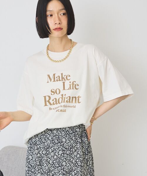 AMERICAN HOLIC(アメリカンホリック)の「フロッキープリントTシャツ(Tシャツ/カットソー・レディース・ブラウン/アイボリー/ピンク/チャコールグレー・FREE)」の5枚目の写真