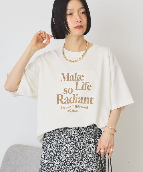 AMERICAN HOLIC(アメリカンホリック)の「フロッキープリントTシャツ(Tシャツ/カットソー・レディース・ブラウン/アイボリー/ピンク/チャコールグレー・FREE)」の6枚目の写真