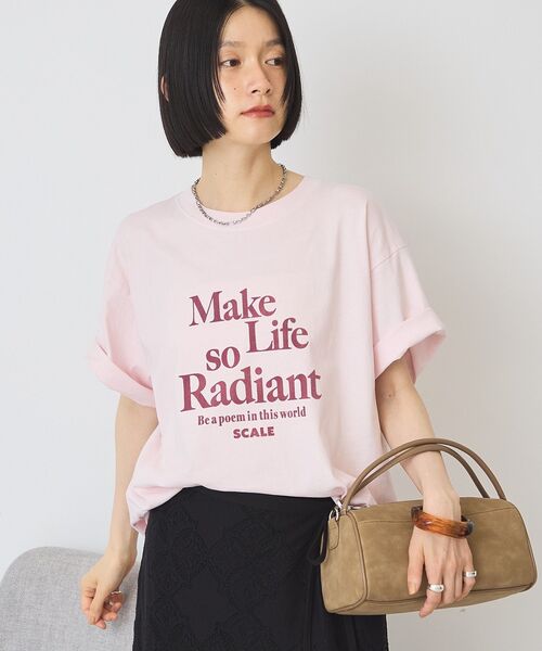 AMERICAN HOLIC(アメリカンホリック)の「フロッキープリントTシャツ(Tシャツ/カットソー・レディース・ブラウン/アイボリー/ピンク/チャコールグレー・FREE)」の14枚目の写真