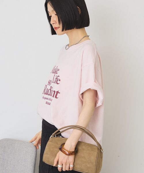 AMERICAN HOLIC(アメリカンホリック)の「フロッキープリントTシャツ(Tシャツ/カットソー・レディース・ブラウン/アイボリー/ピンク/チャコールグレー・FREE)」の15枚目の写真