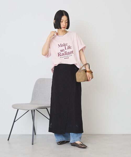 AMERICAN HOLIC(アメリカンホリック)の「フロッキープリントTシャツ(Tシャツ/カットソー・レディース・ブラウン/アイボリー/ピンク/チャコールグレー・FREE)」の18枚目の写真