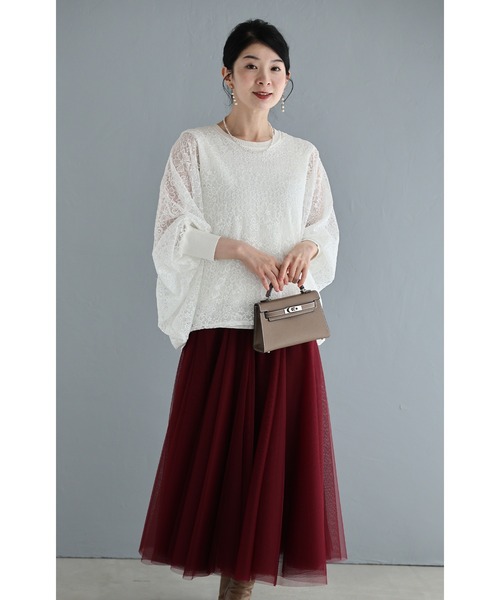 cawaii（カワイイ）の「体型カバーが叶う リブ×レース 長袖トップス（Tシャツ/カットソー・レディース・ブラック/ホワイト/グリーン・FREE）」の11枚目の写真