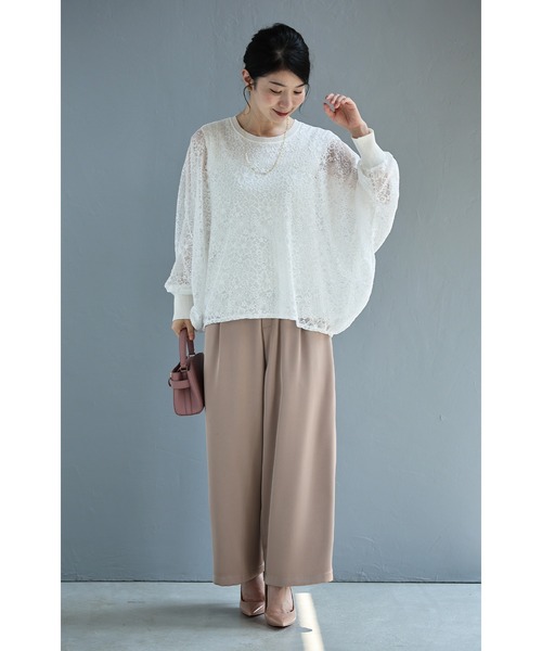 cawaii（カワイイ）の「体型カバーが叶う リブ×レース 長袖トップス（Tシャツ/カットソー・レディース・ブラック/ホワイト/グリーン・FREE）」の13枚目の写真