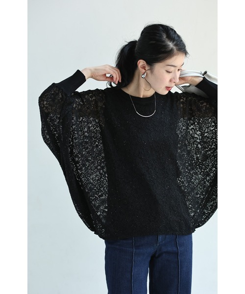 cawaii（カワイイ）の「体型カバーが叶う リブ×レース 長袖トップス（Tシャツ/カットソー・レディース・ブラック/ホワイト/グリーン・FREE）」の20枚目の写真