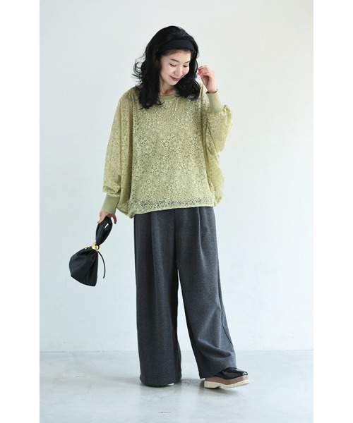 cawaii（カワイイ）の「体型カバーが叶う リブ×レース 長袖トップス（Tシャツ/カットソー・レディース・ブラック/ホワイト/グリーン・FREE）」の17枚目の写真