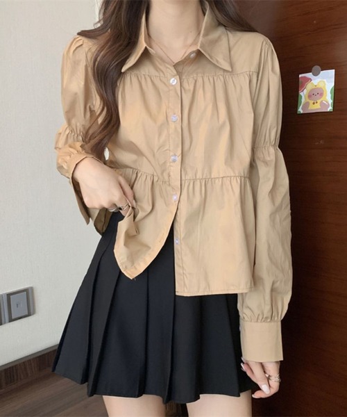 Girly Doll(ガーリードール)の「ティアードギャザー長袖ブラウス(シャツ/ブラウス・レディース・ベージュ/ホワイト/ブラック・FREE)」の5枚目の写真