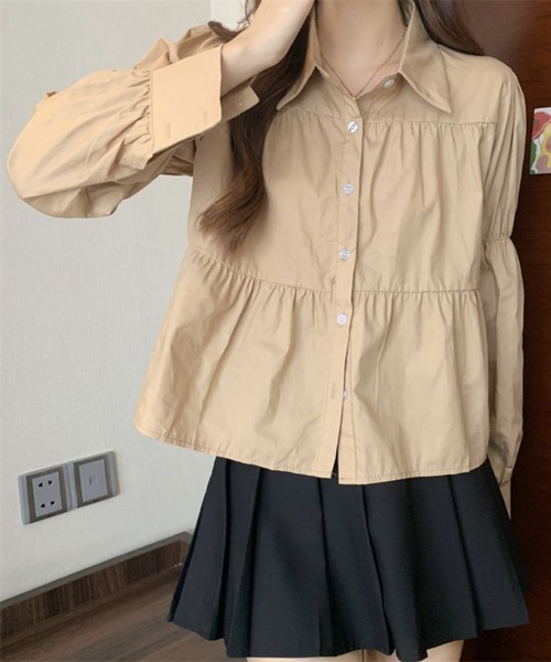 Girly Doll(ガーリードール)の「ティアードギャザー長袖ブラウス(シャツ/ブラウス・レディース・ベージュ/ホワイト/ブラック・FREE)」の6枚目の写真