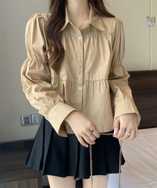 Girly Doll(ガーリードール)の「ティアードギャザー長袖ブラウス(シャツ/ブラウス・レディース・ベージュ/ホワイト/ブラック・FREE)」の7枚目の写真