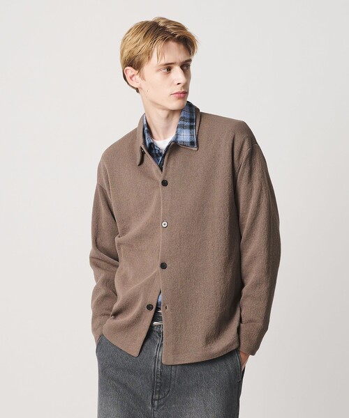 BEAUTY&YOUTH UNITED ARROWS（ビューティーアンドユースユナイテッドアローズ）の「ハーフ ミラノ ニット シャツ ウォッシャブル（カーディガン/ボレロ・メンズ・ダークグレー/モカ・L/S/XL/M）」の2枚目の写真