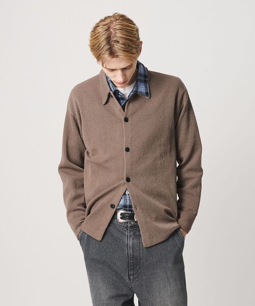 BEAUTY&YOUTH UNITED ARROWS（ビューティーアンドユースユナイテッドアローズ）の「ハーフ ミラノ ニット シャツ ウォッシャブル（カーディガン/ボレロ・メンズ・ダークグレー/モカ・L/S/XL/M）」の3枚目の写真