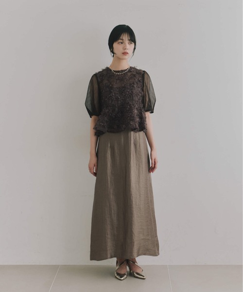 kaene(カエン)の「フラワーペタルレイヤードドレス【結婚式 二次会 同窓会 成人式 パーティードレス】(ドレス・レディース・ダークブラウン・S/M)」の2枚目の写真