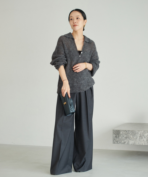 plage(プラージュ)の「《WEB限定追加》ALPACA MIX BUTTON ニット(ニット/セーター・レディース・ベージュ系その他/グレー/ホワイト/チャコールグレー・FREE)」の6枚目の写真